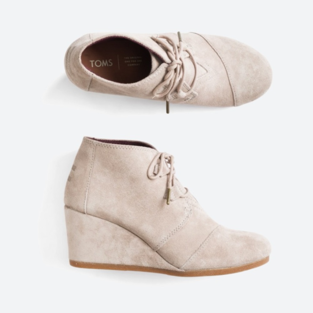Toms Women's Suede Wedge Booties - Light Beige